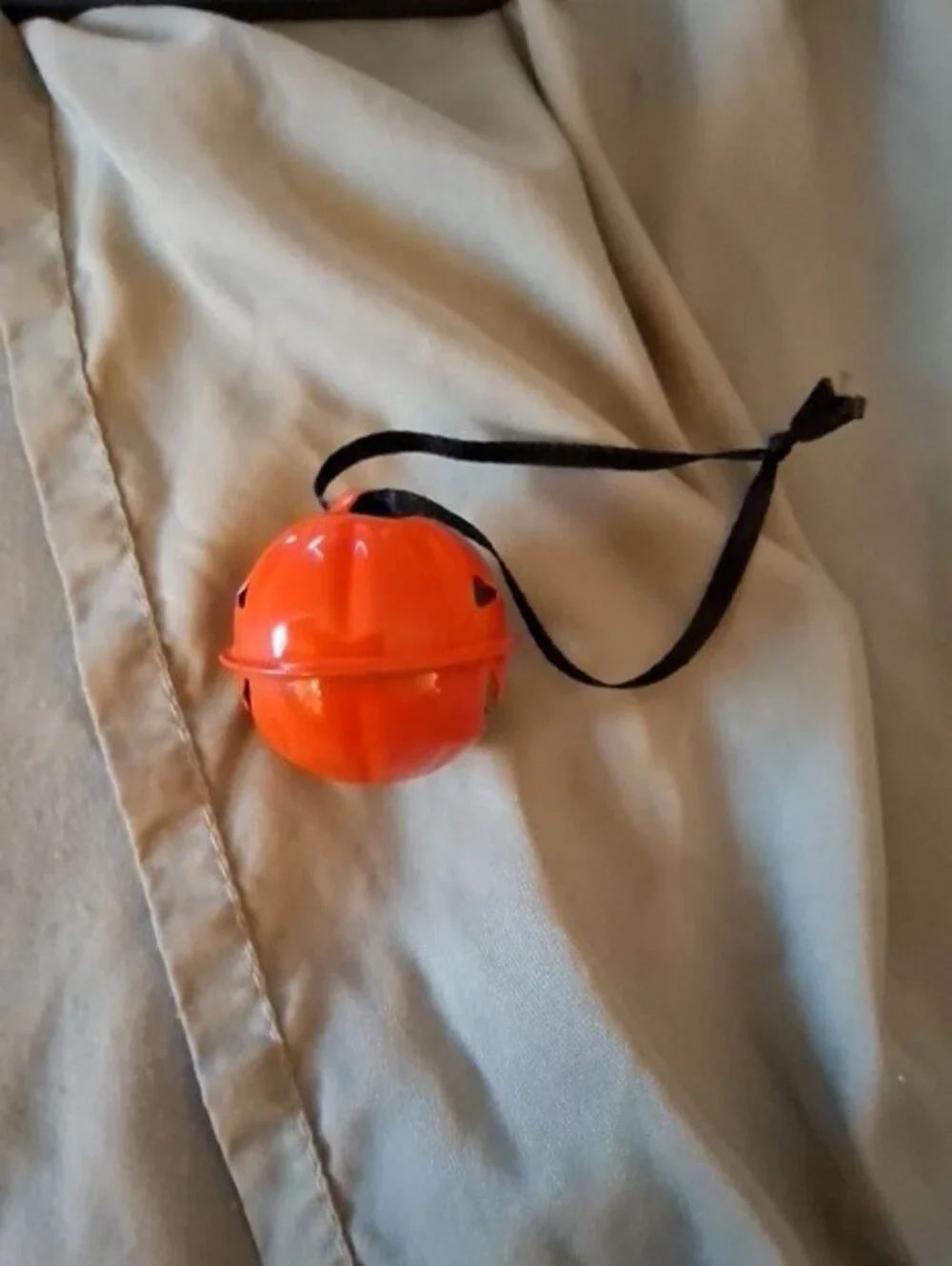 Jack-O'-Lantern Jingle Bell Ornament in Bright Orange